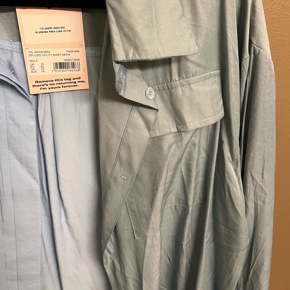 Pretty Little Thing satin spliced utility shirt - Picture 5 of 6